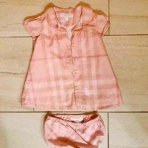 Burberry children pink plaid dress, puff sleeve